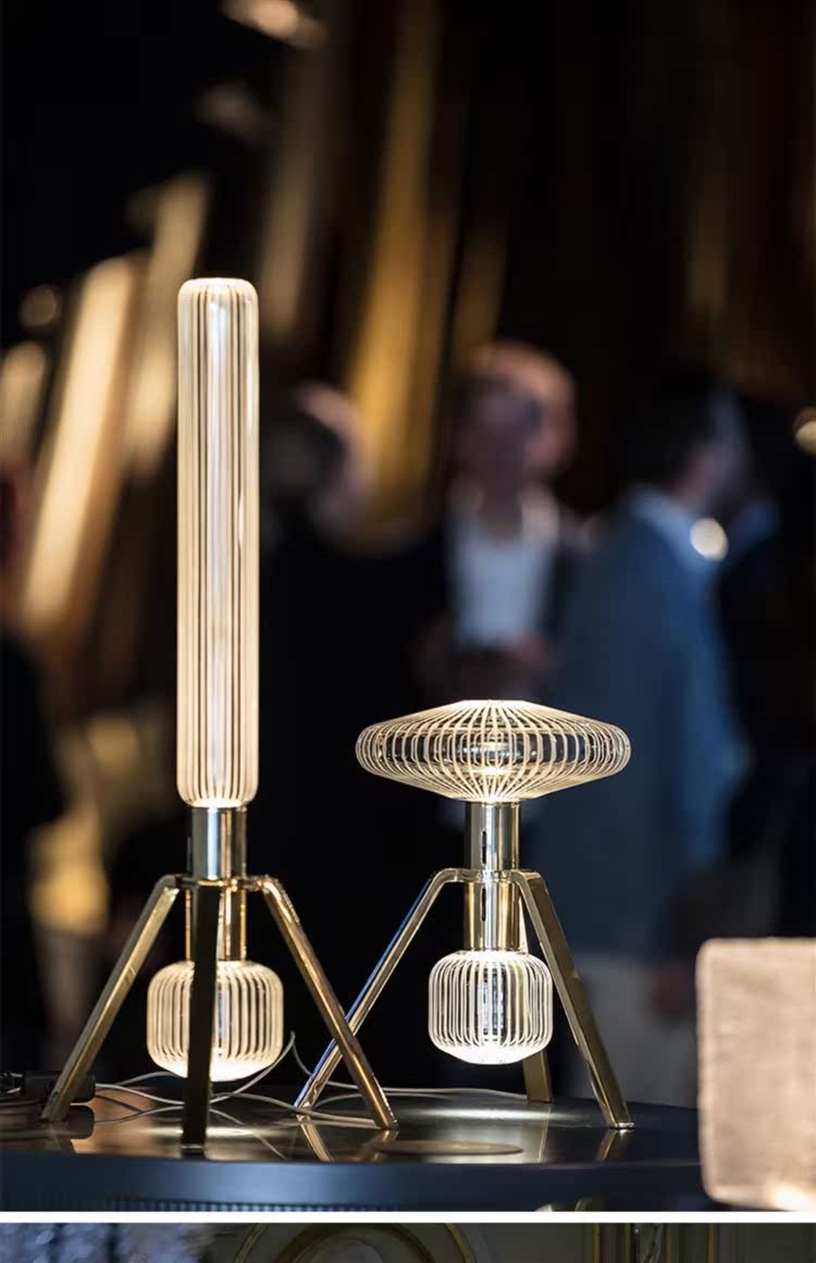 透明手工雕刻线条玻璃艺术台灯三叉个性创意后现代装饰台灯